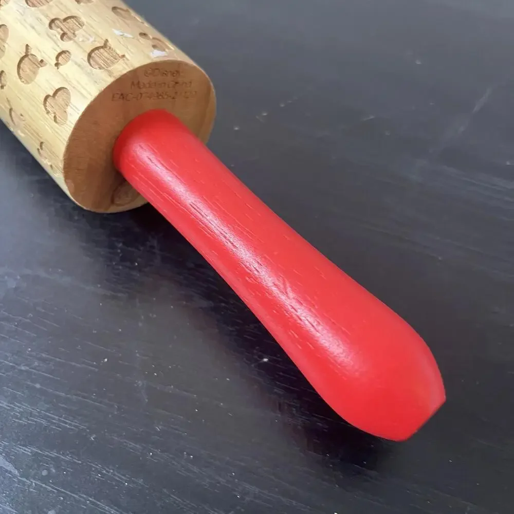 Rolling Pin Disney Mickey Mouse‎ Ears Embossed Baking Engraved Wood Rolling Pin